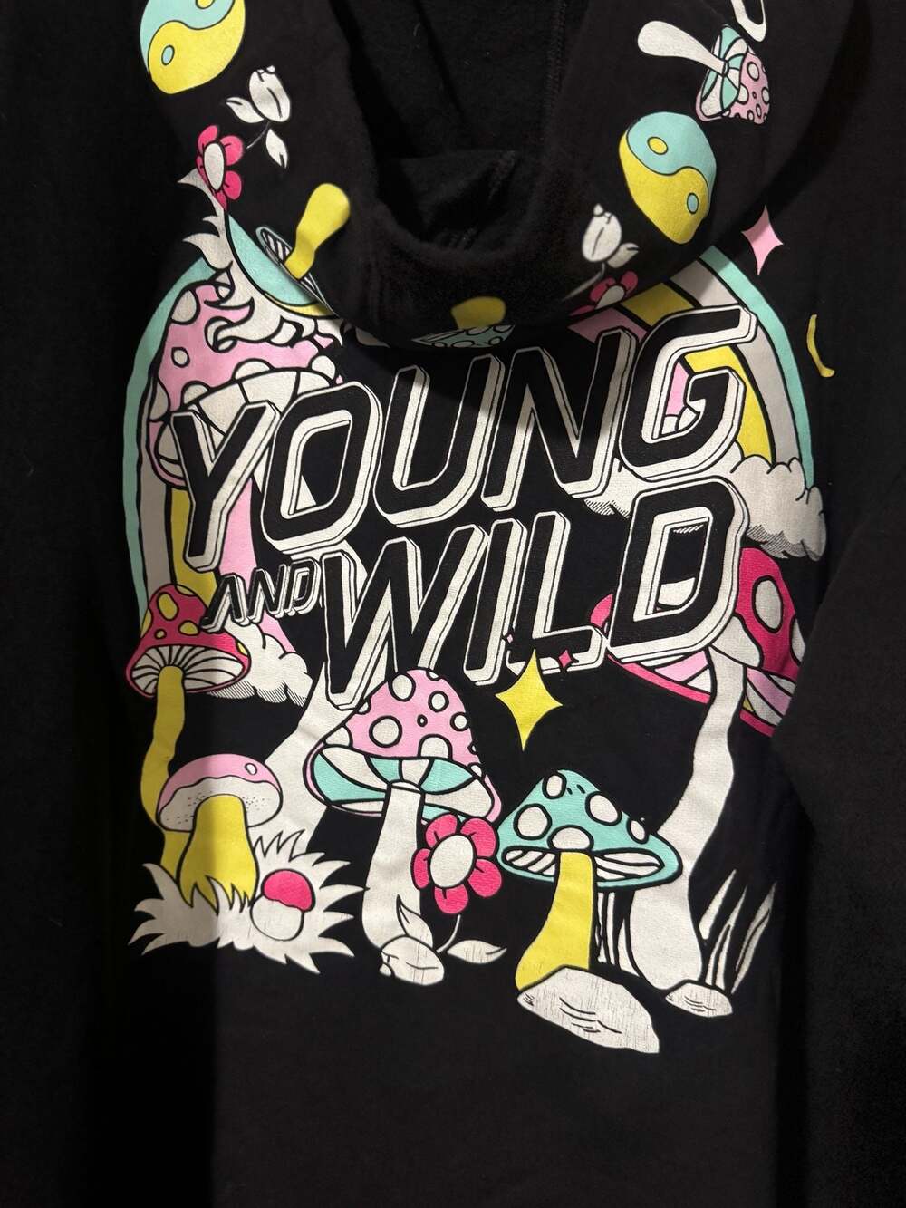 Fresh Laundry Young and Wild Mushroom Graphic Pullover Hoodie